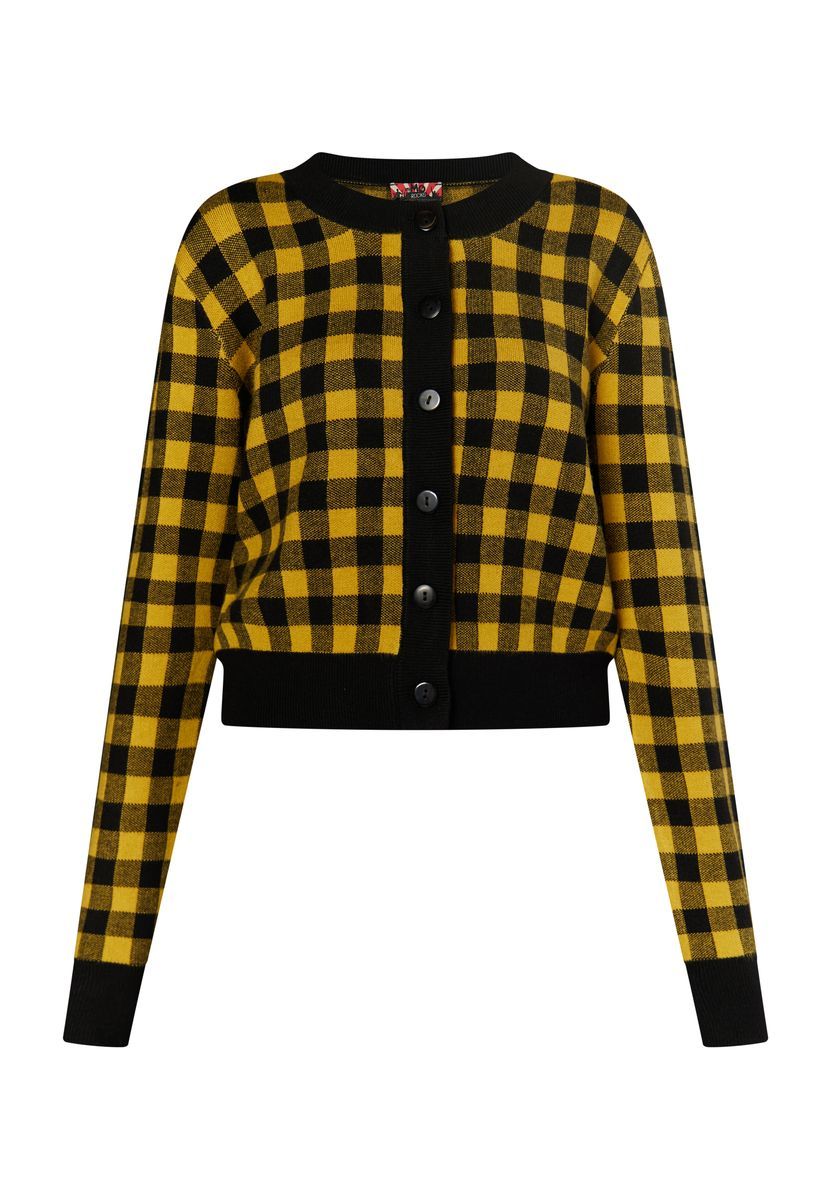 Mymo Strickjacke Damen Schwarz Gelb