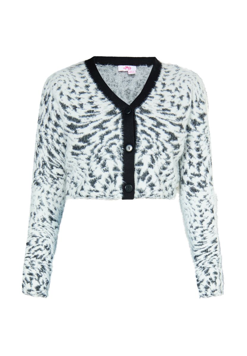 Kurz Strickjacke mit Animal Muster