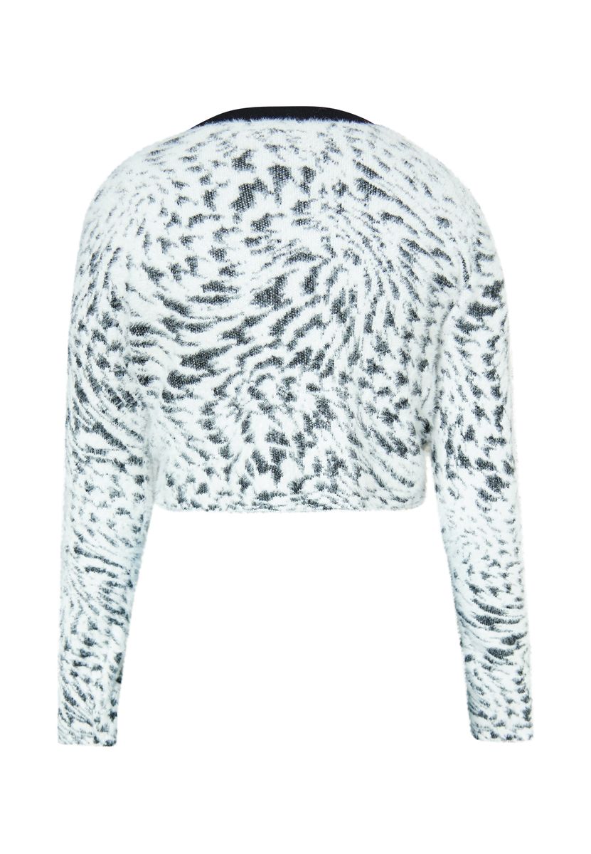 Kurzer Cardigan mit flauschigem Zebramuster