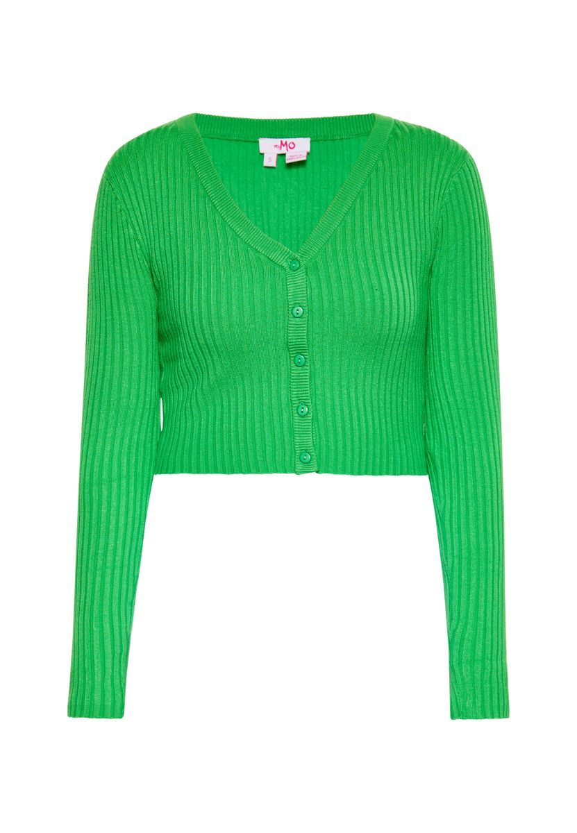 Kurze gerippte Strickjacke