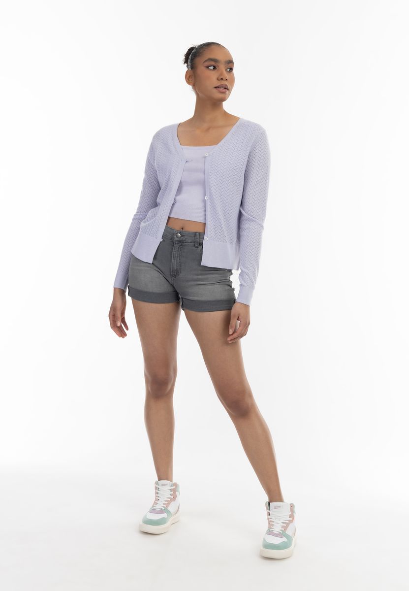 Strickjacke mit feinem Lochmuster