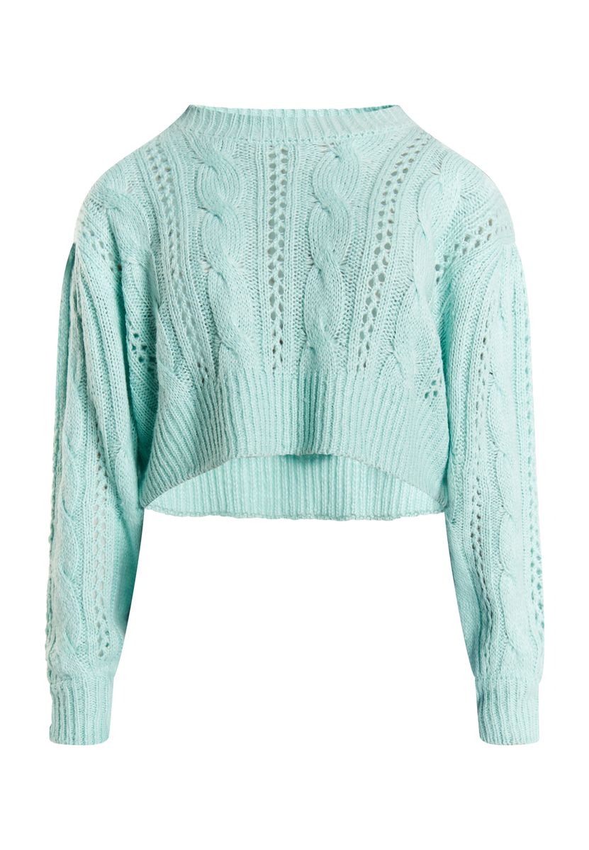 Mymo Kurzer Strickpullover Damen Aqua