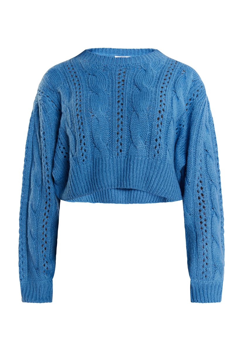 Mymo Kurzer Strickpullover Damen Himmelblau