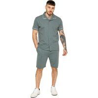 Herren Hemd und Shorts Set mit Paspeln