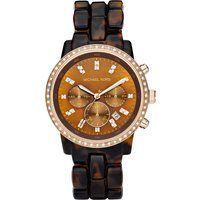 Chronograph-Uhr aus Schildpatt-Harz mit Kristallen