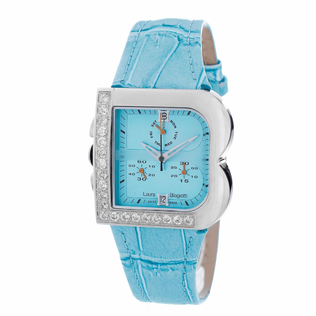 Laura Biagiotti Orangefarbene Lederuhr