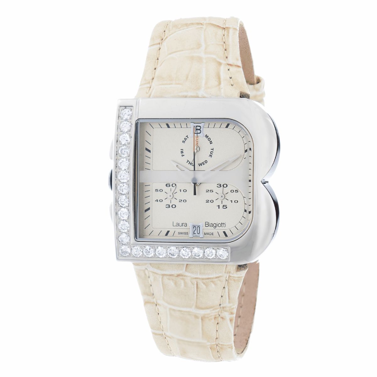 Laura Biagiotti Orangefarbene Lederuhr