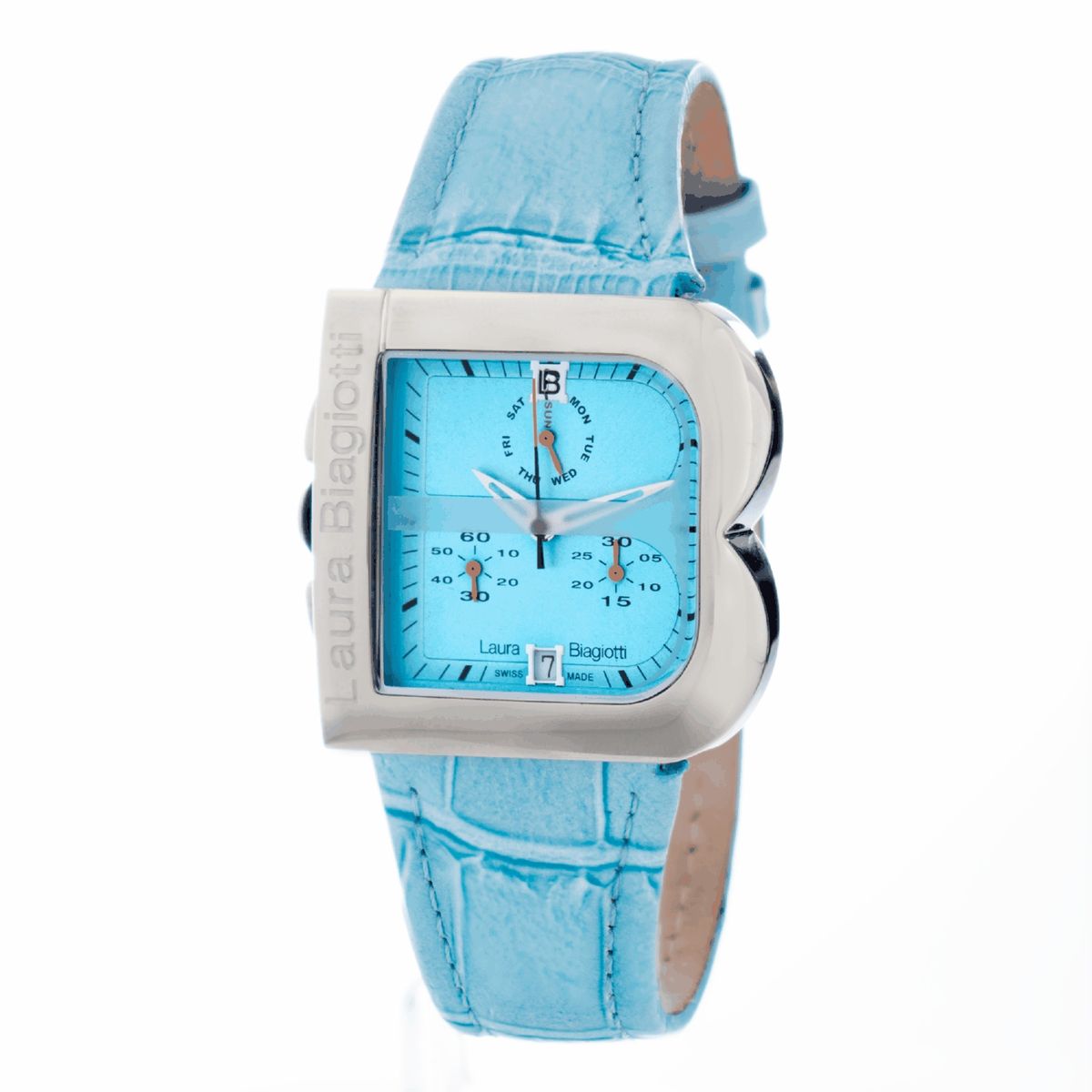 Laura Biagiotti Orangefarbene Lederuhr