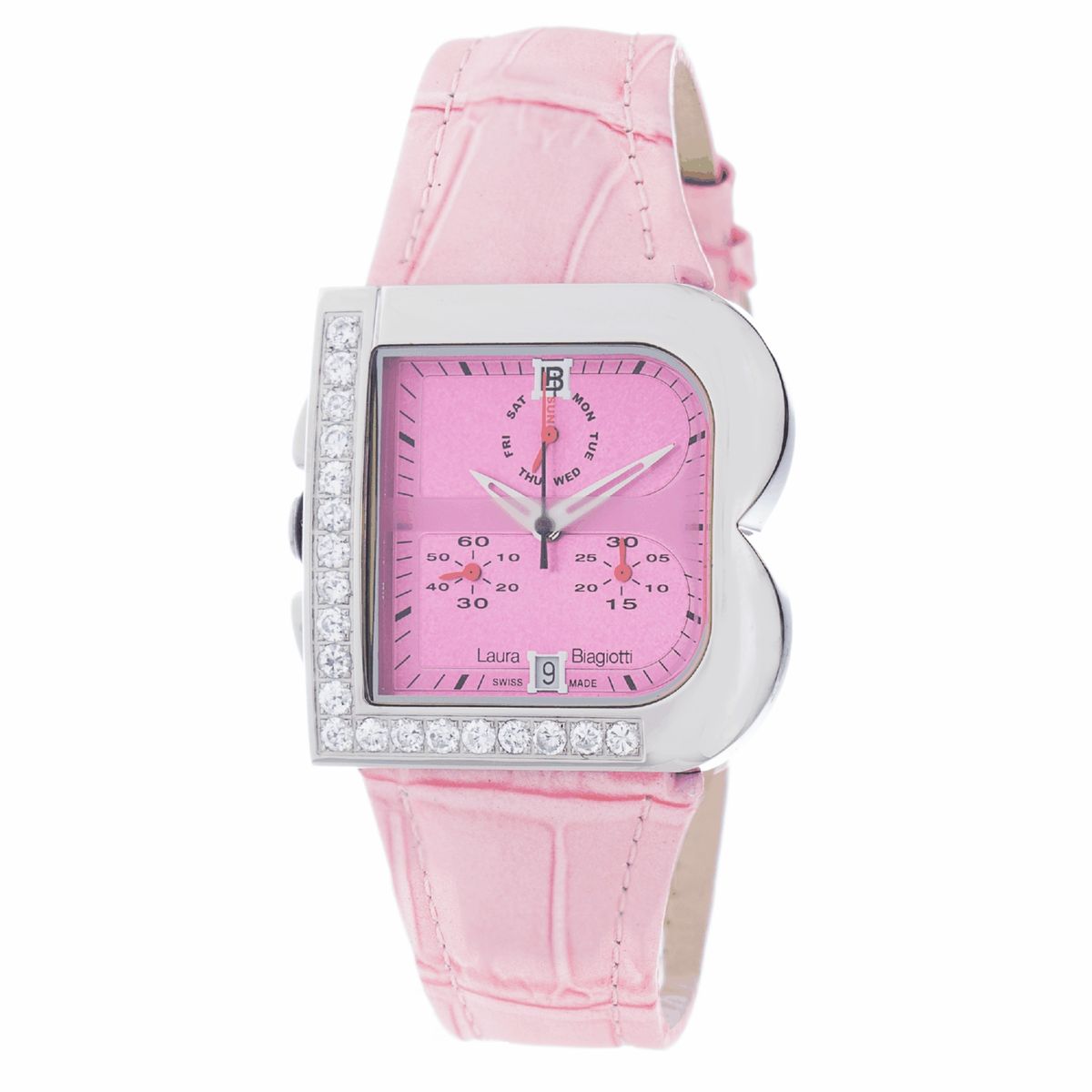 Laura Biagiotti Orangefarbene Lederuhr