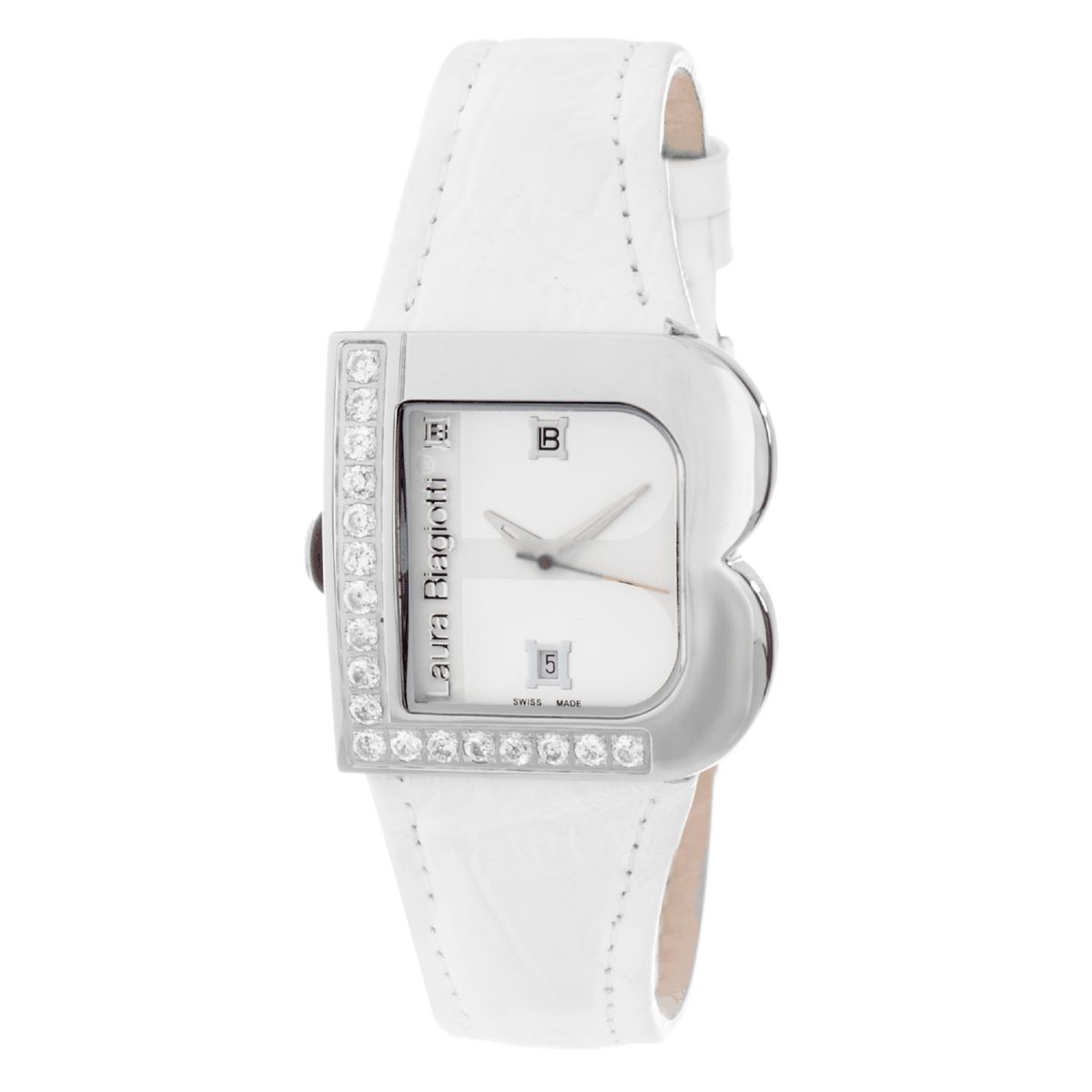 Laura Biagiotti Orangefarbene Lederuhr