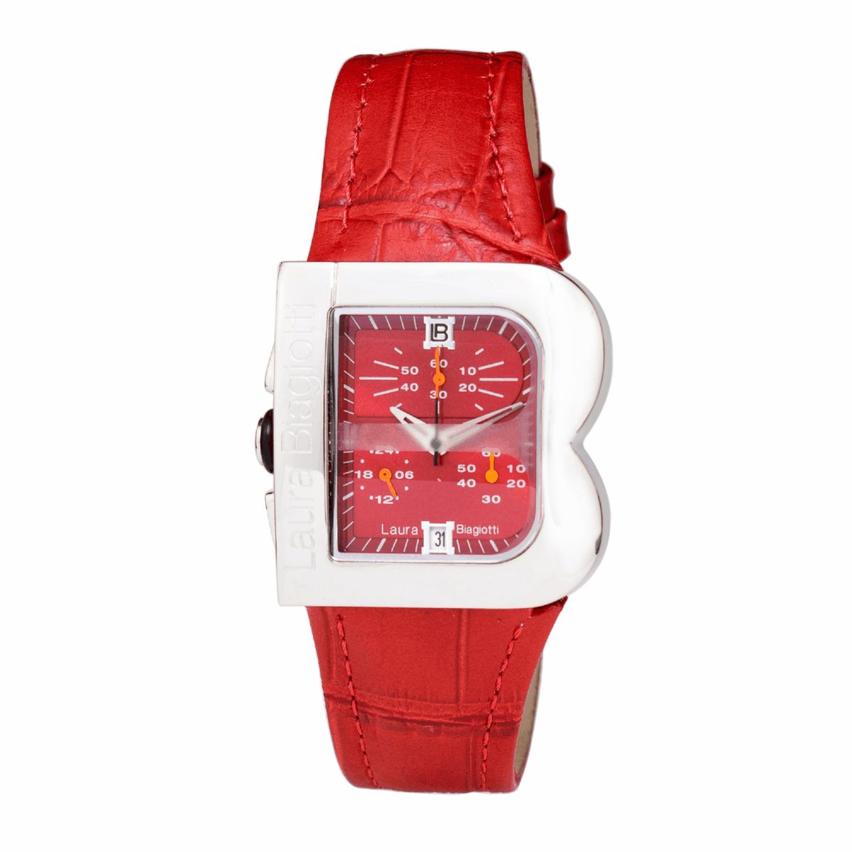 Laura Biagiotti Orangefarbene Lederuhr