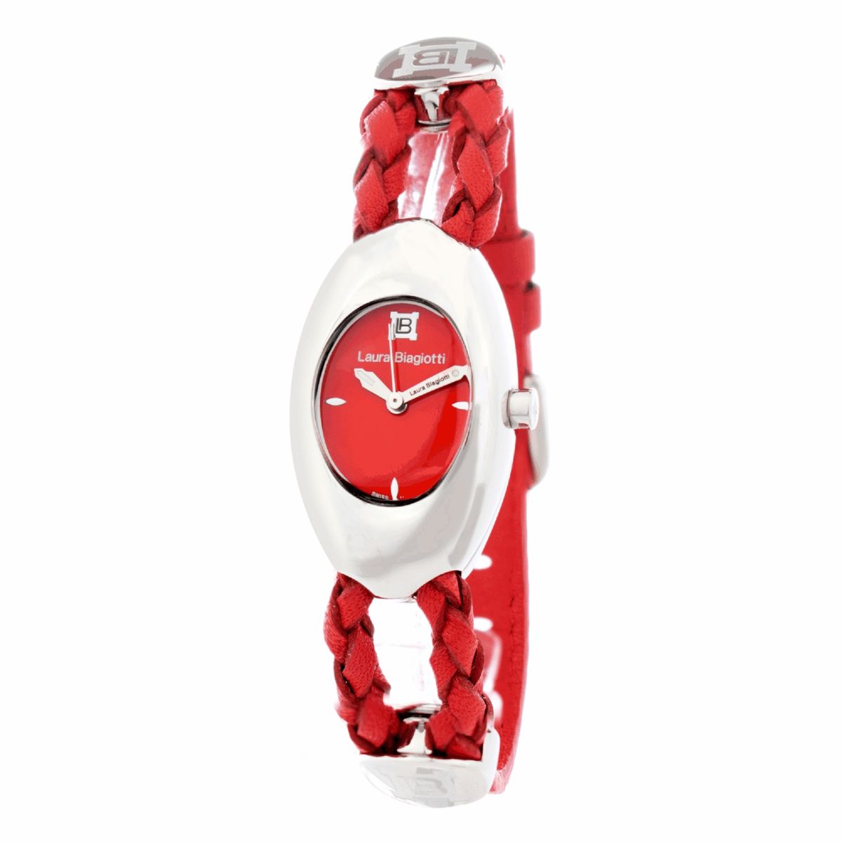 Laura Biagiotti Orangefarbene Lederuhr