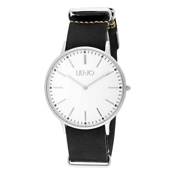 Minimalistische silberfarbene Uhr mit blauem Armband