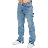 Graue Distressed Jeans mit Schlitzsaum