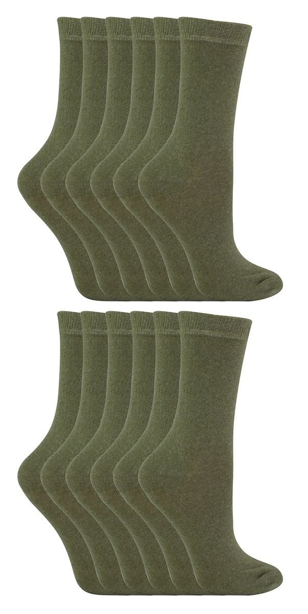 12 Paar Multipack Kinder Baumwolle bunte Casual Socken | Socken Snob | Plain Kleid Socken für Jungen & Mädchen - Khaki