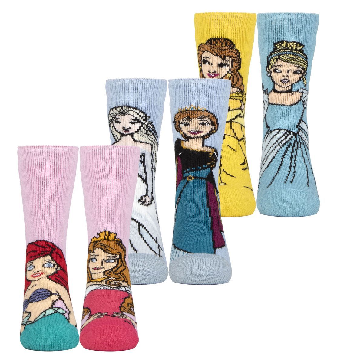 3 Paar Multipack Neuheit Mädchen Disney Socken | Wärmehalter | Kinder Thermal Warm Lite Prinzessin Socken - Disney Princess
