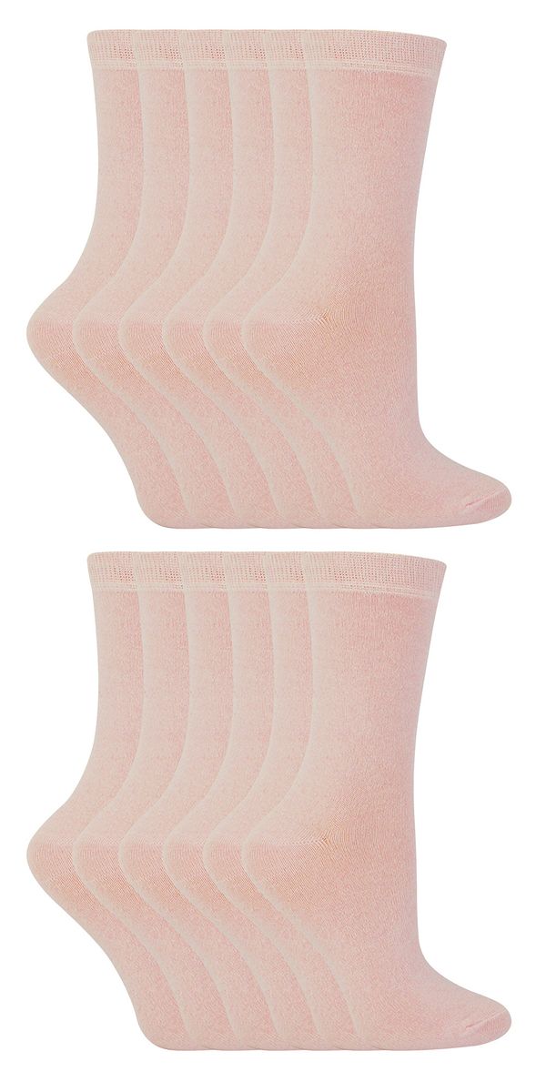 12 Paar Multipack Kinder Baumwolle bunte Casual Socken | Socken Snob | Plain Kleid Socken für Jungen & Mädchen - Hellrosa