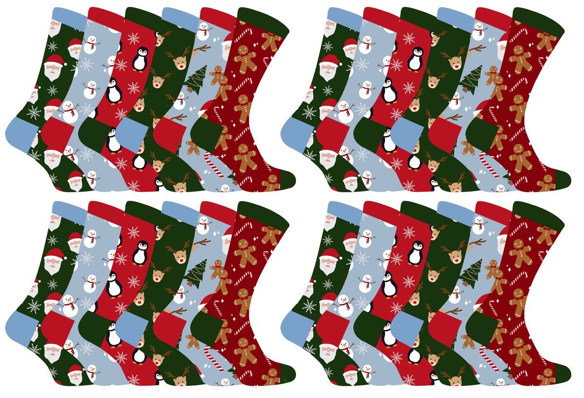 Kinder Weihnachten Socken | Sock Snob | Neuheit Spaß Muster Weihnachtsgeschenk Socken für Jungen & Mädchen - 24 Pack