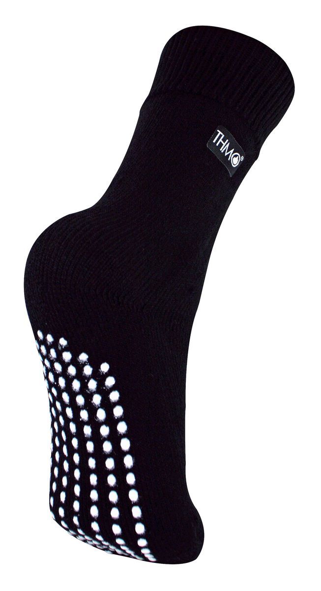 Kids Indoor Slipper Socken mit Greifern | THMO | Thick & Warm Comfort Loose Top Non Slip Thermal Socks - Black