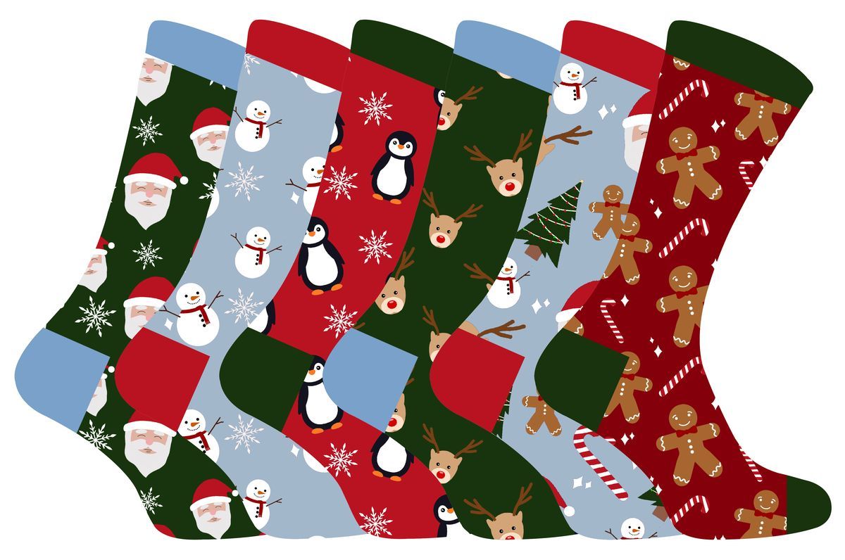 Kinder Weihnachten Socken | Sock Snob | Neuheit Spaß Muster Weihnachtsgeschenk Socken für Jungen & Mädchen - 6 Pack