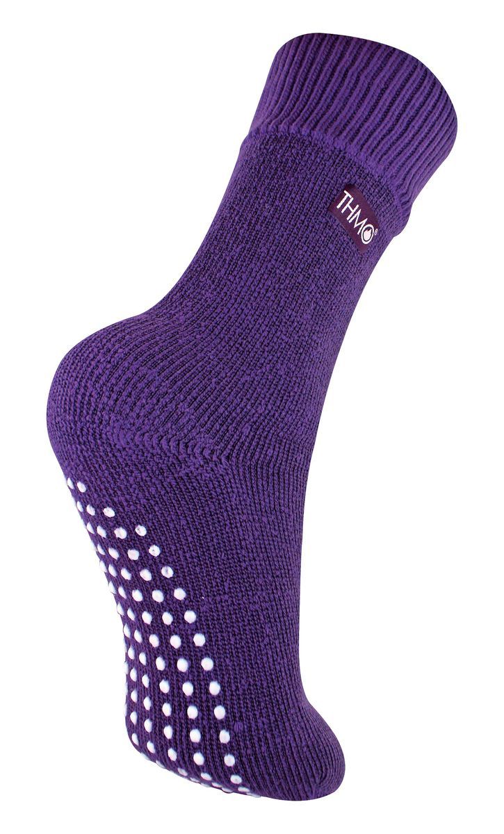 Kids Indoor Slipper Socken mit Greifern | THMO | Thick & Warm Comfort Loose Top Non Slip Thermal Socks - Lila