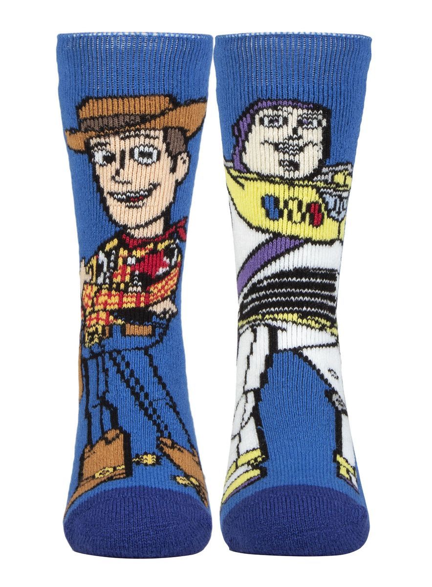 Kinder Toy Story Thermosocken | Wärmehalter | Winter-Neuheitssocken für Jungen & Mädchen | Woody & Buzz, Jessie & Bullseye - Woody & Buzz