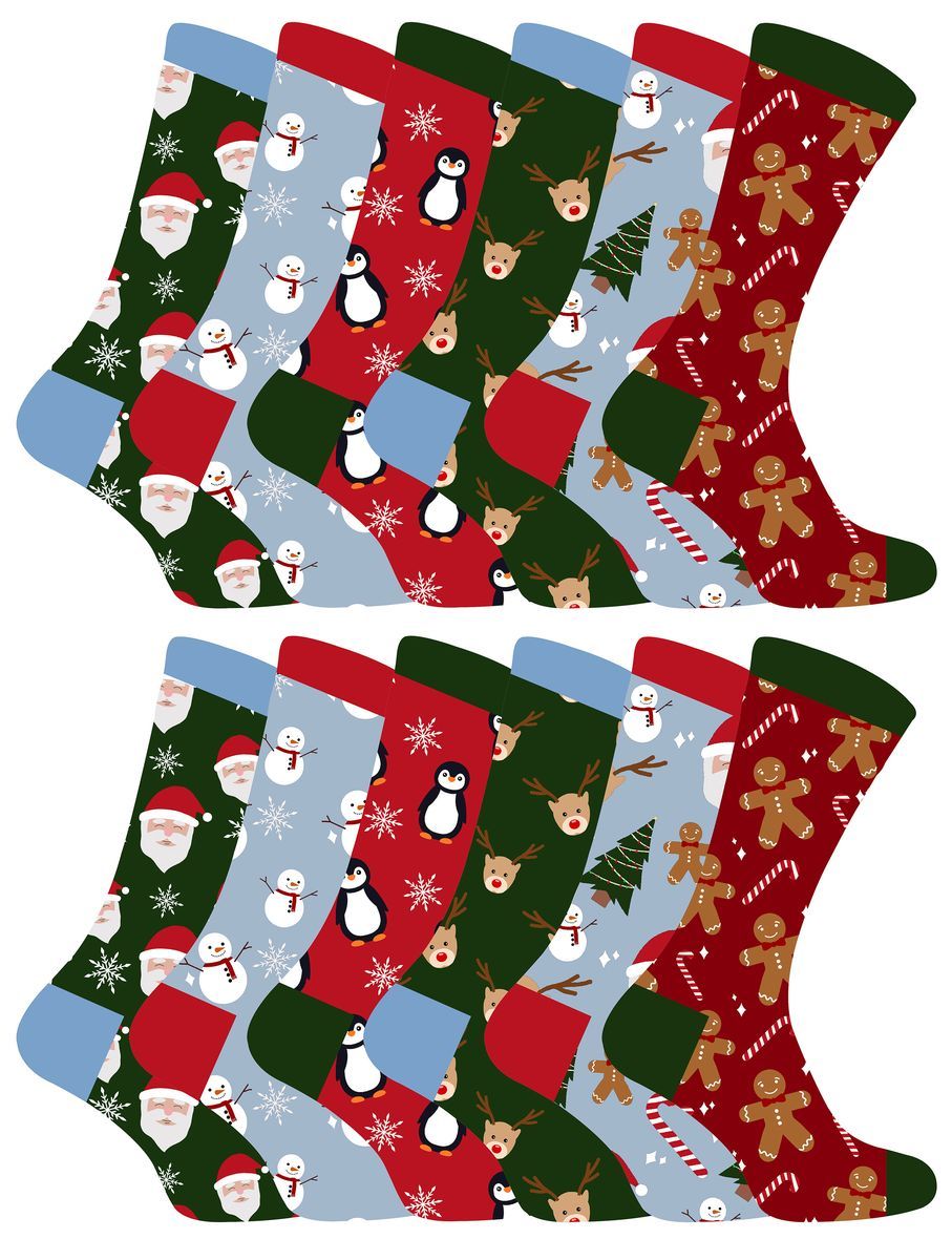 Kinder Weihnachten Socken | Sock Snob | Neuheit Spaß Muster Weihnachtsgeschenk Socken für Jungen & Mädchen - 12 Pack
