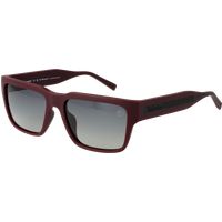 Burgunderfarbene rechteckige Sonnenbrille mit Vollrand