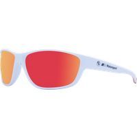 Sportliche weiße Sonnenbrille mit verspiegelten Gläsern