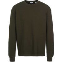 Olivgrüner Waffelstrick-Pullover