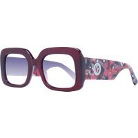 Quadratische Burgunder Sonnenbrille mit floralen Bügeln