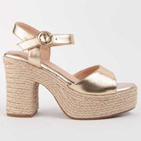 Goldene metallische Espadrille-Plateausandale