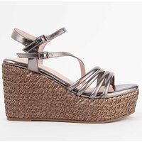 Metallic Keil Plateausandalen