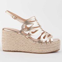 Goldene Espadrille-Keilsandaletten mit Plateau
