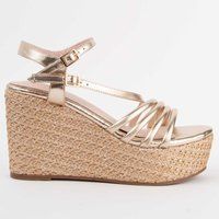 Metallic Goldfarbene Keil-Espadrille-Sandale