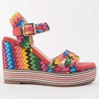 Rainbow-Häkel-Plateau-Sandalen mit Keilabsatz