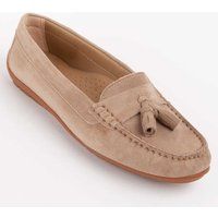 Damen Wildleder Quasten Slipper Mokassin