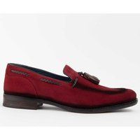 Herren-Slipper aus rotem Wildleder mit Quasten