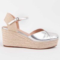 Silberne Espadrille mit Keilabsatz und Plateau