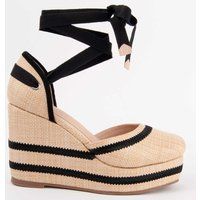Espadrille Keilabsatz Sandale mit Knöchelband