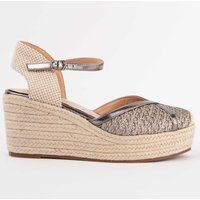 Gewebte Keil Espadrille Plateausandale