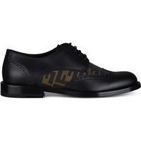 Schwarze Derby-Schuhe aus Leder mit FF-Gewebe