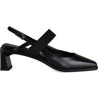 Schwarze Slingback Pumps mit Blockabsatz aus Leder