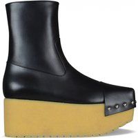 Schwarze Plateau-Stiefeletten aus Leder