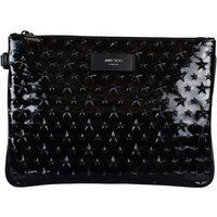 Schwarze Clutch aus Lackleder mit Sternen