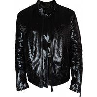 Elegante schwarze Pythonleder-Bikerjacke