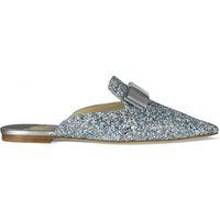 Glitzernde Mules mit spitzer Zehenpartie und Schleife