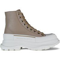 Beige Tread Slick Leder Stiefeletten