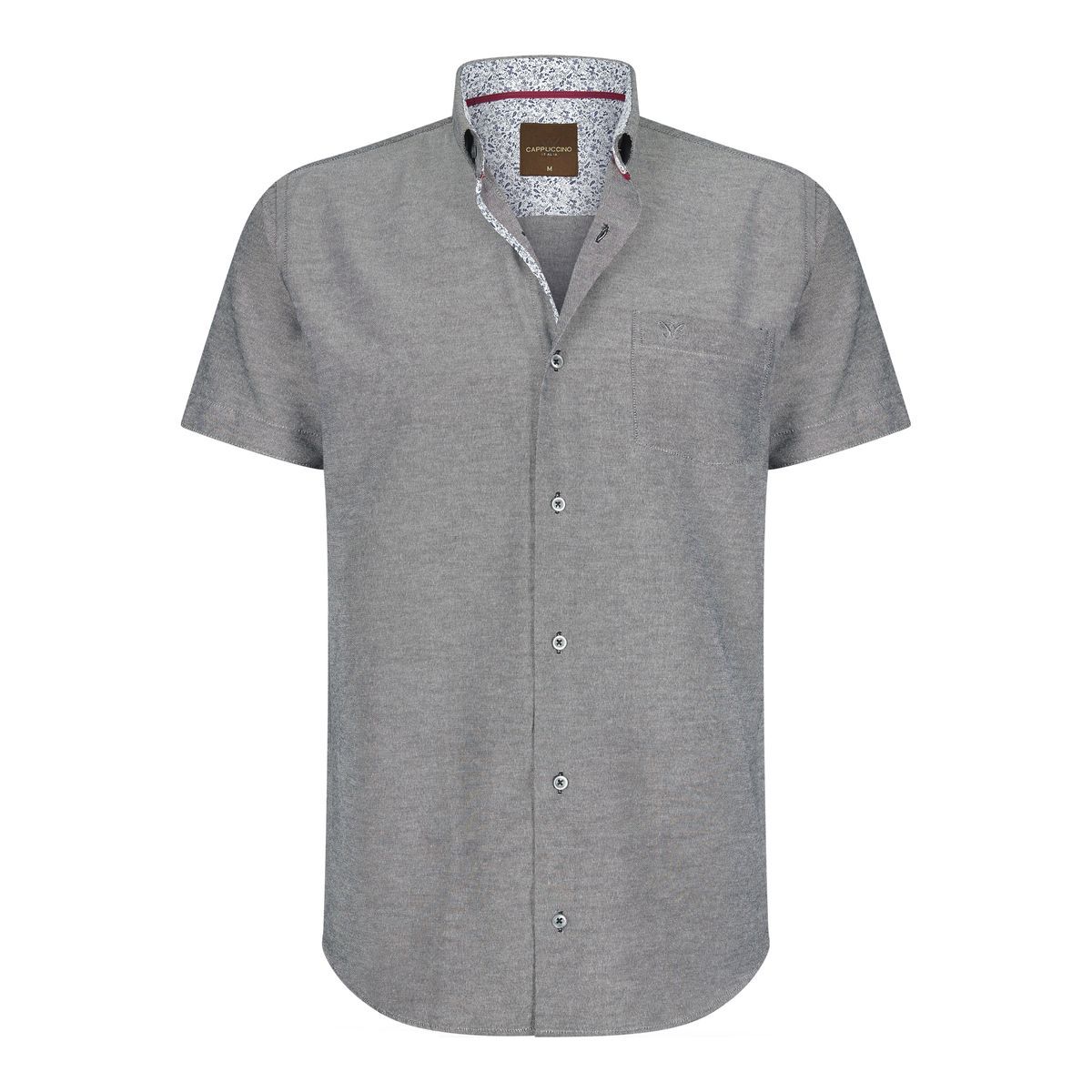 Kurzärmeliges Melange-Hemd mit Button-Down-Kragen