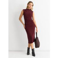 Ärmelloses, gerafftes Jersey-Midikleid